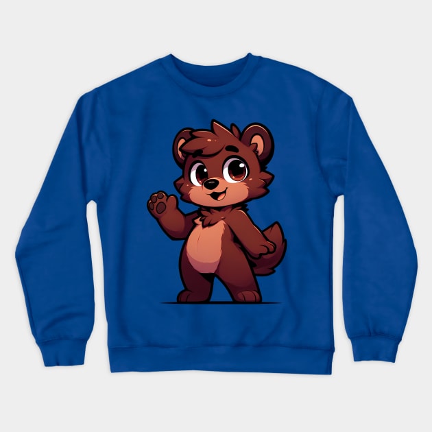 Cute Chibi Bear Anthro Furry Art Crewneck Sweatshirt by Blue Bull Bazaar